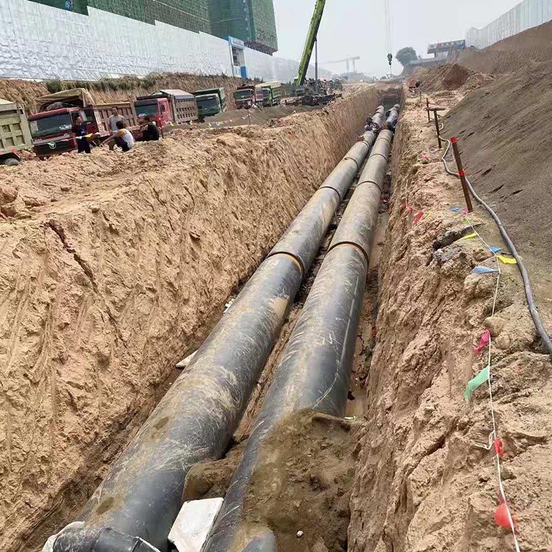 聚氨酯预制直埋保温管施工现场